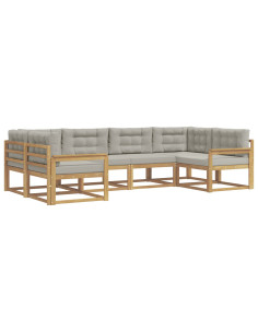 Set di divani da esterno 6 pcs Bianco e Grigio Chiaro 2