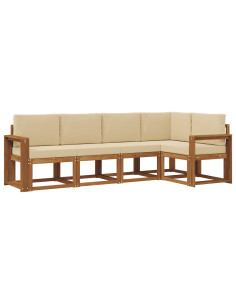 Set di divani con cuscino 5 pcs Naturale e Beige 2