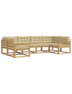 Set di divani da esterno con cuscino 6 pcs Bianco e Beige 2