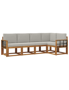Set di divani con cuscino 5 pcs Grigio Naturale e Chiaro 2