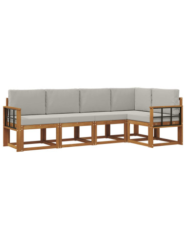 Set di divani con cuscino 5 pcs Grigio Naturale e Chiaro
