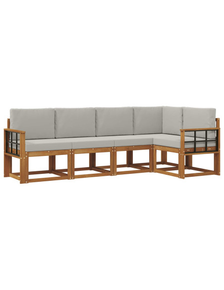 Set di divani con cuscino 5 pcs Grigio Naturale e Chiaro