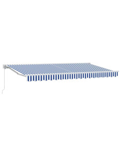 Tenda Retrattile Blu e Bianco 400 x 200 cm Poliestere e Metallo 2