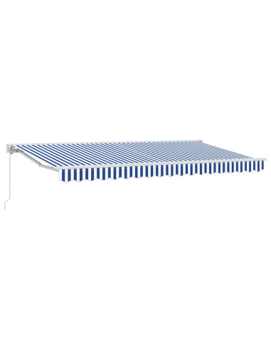 Tenda Retrattile Blu e Bianco 400 x 200 cm Poliestere e Metallo