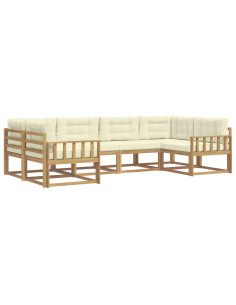 Set di divani da esterno con cuscino 6 pcs Bianco e Crema 2