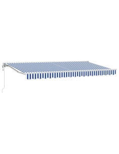 Tenda Retrattile Blu e Bianco 400 x 200 cm Poliestere e Metallo 2