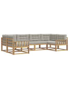 Set di divani da esterno 6 pcs Bianco e Grigio Chiaro 2