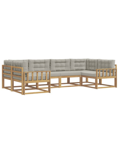 Set di divani da esterno 6 pcs Bianco e Grigio Chiaro