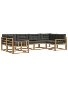 Set di divani da esterno con cuscino 6 pcs Bianco e Antracite 2