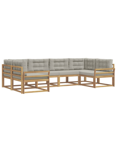 Set di divani da esterno 6 pcs Bianco e Grigio Chiaro