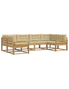 Set di divani da esterno con cuscino 6 pcs Bianco e Beige 2