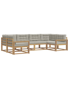 Set di divani da esterno 6 pcs Bianco e Grigio Chiaro 2
