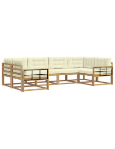Set di divani da esterno con cuscino 6 pcs Bianco e Crema 2