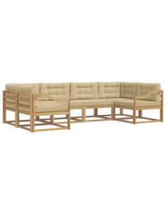 Set di divani da esterno con cuscino 6 pcs Bianco e Beige 2