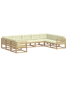 Set di divani da esterno con cuscino 9 pcs Bianco e Crema 2