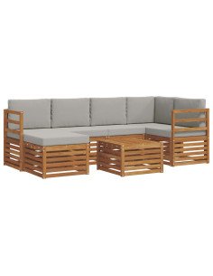 Set divani con cuscino 7 pcs Grigio Naturale e Chiaro 2