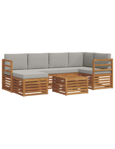 Set divani con cuscino 7 pcs Grigio Naturale e Chiaro