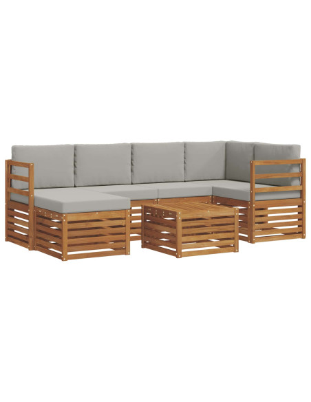 Set divani con cuscino 7 pcs Grigio Naturale e Chiaro