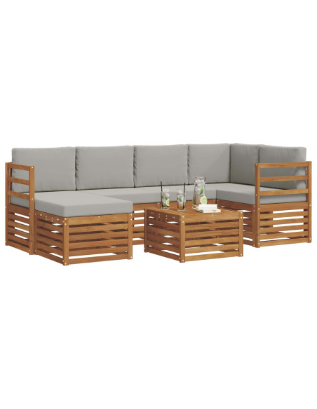 Set divani con cuscino 7 pcs Grigio Naturale e Chiaro