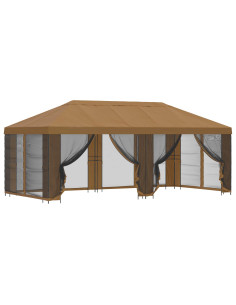 Gazebo con pareti laterali 6 x 3 m Beige Poliestere e Acciaio 2