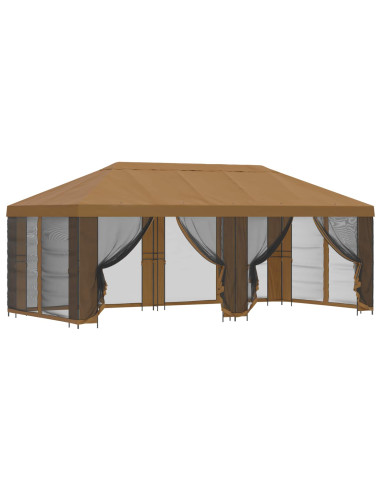 Gazebo con pareti laterali 6 x 3 m Beige Poliestere e Acciaio