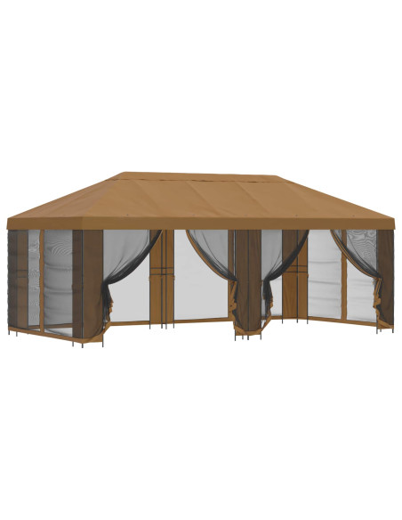 Gazebo con pareti laterali 6 x 3 m Beige Poliestere e Acciaio