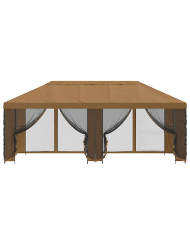Gazebo con pareti laterali 6 x 3 m Beige Poliestere e Acciaio