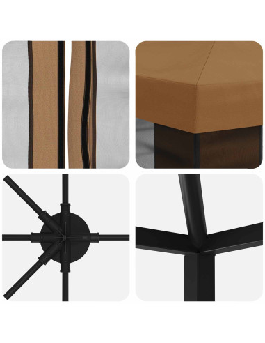 Gazebo con pareti laterali 6 x 3 m Beige Poliestere e Acciaio