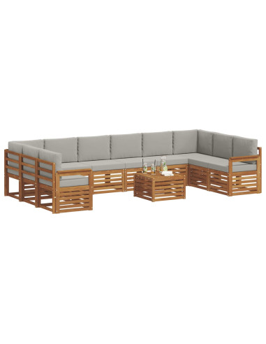 Set divani con cuscino 11 pcs Grigio Naturale e Chiaro
