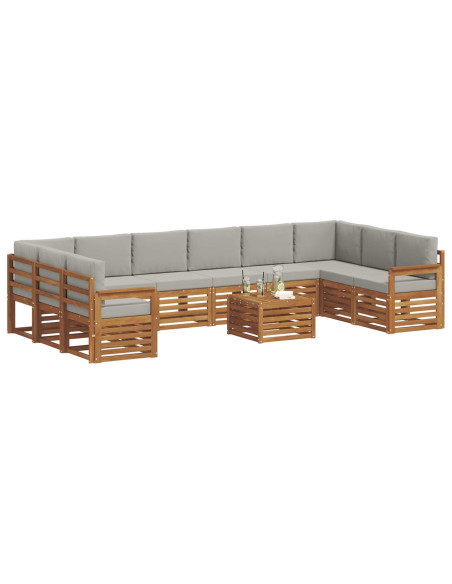 Set divani con cuscino 11 pcs Grigio Naturale e Chiaro