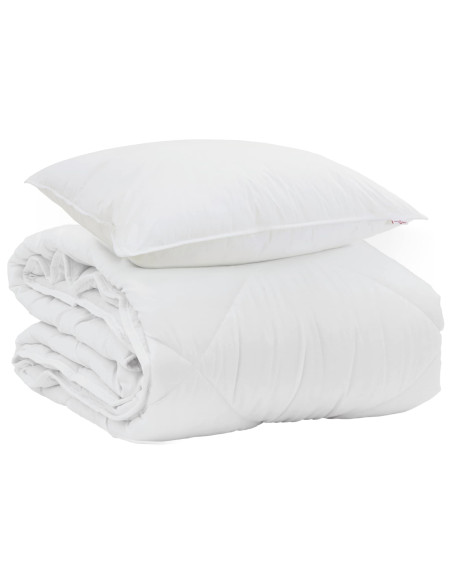 Duvet Estivo con cuscino 2 pcs Bianco Microfibra