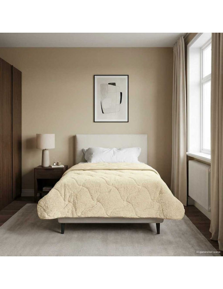 Duvet Estivo Crema 155 x 220 cm Microfibra e Fleece Teddy