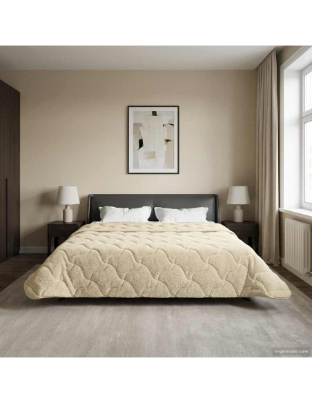 Duvet Estivo Crema 200 x 200 cm Microfibra e Fleece Teddy