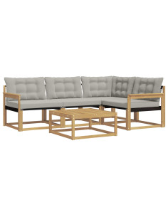 Set di divani da esterno 5 pcs Bianco e Grigio Chiaro 2