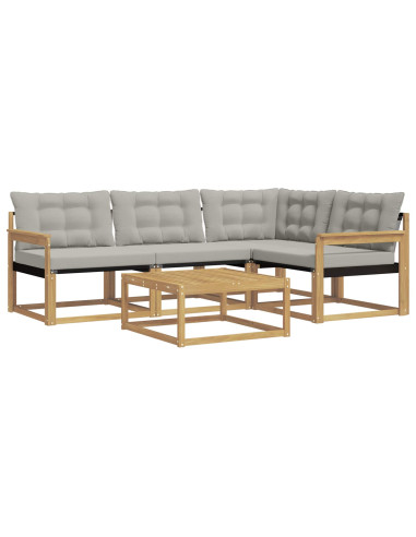 Set di divani da esterno 5 pcs Bianco e Grigio Chiaro