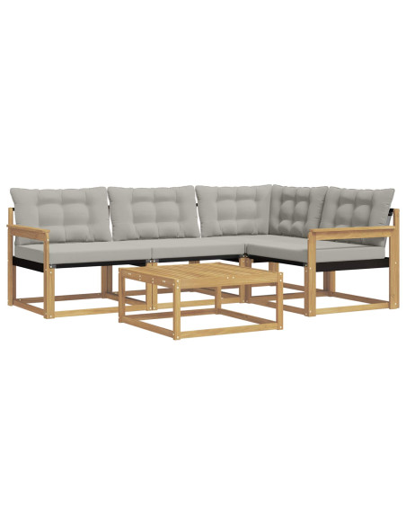 Set di divani da esterno 5 pcs Bianco e Grigio Chiaro