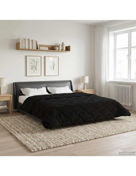 Duvet Estivo Nero 220 x 240 cm Microfibra e Fleece Teddy