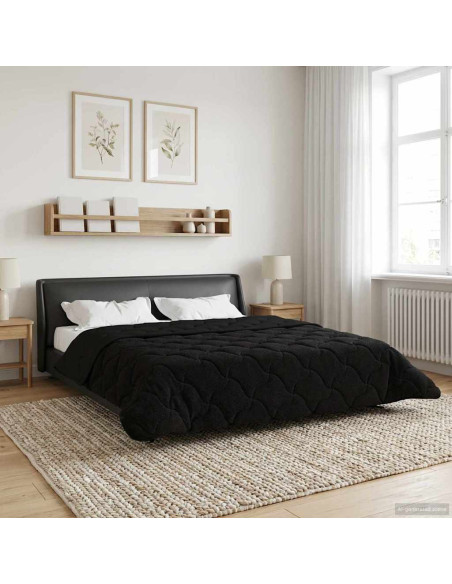 Duvet Estivo Nero 220 x 260 cm Microfibra e Fleece Teddy