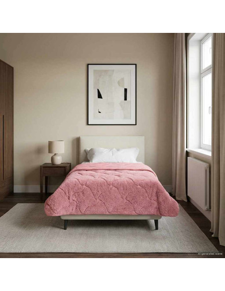 Duvet Estivo Rosa 135 x 200 cm Microfibra e Fleece Teddy