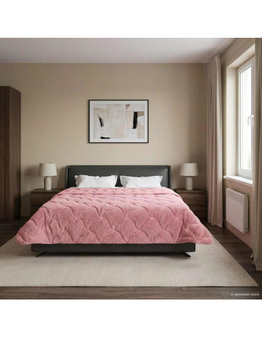 Duvet Estivo Rosa 200 x 200 cm Microfibra e Fleece Teddy