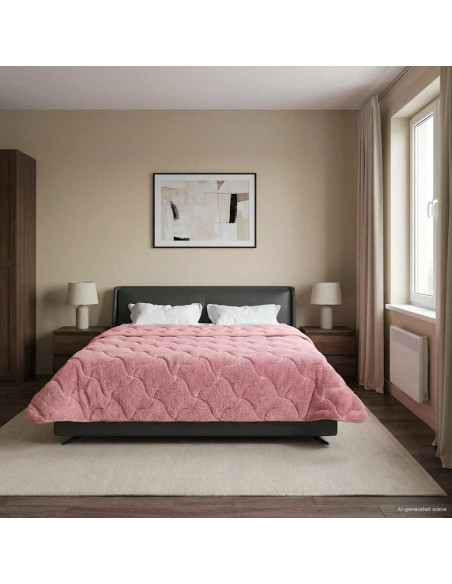 Duvet Estivo Rosa 200 x 200 cm Microfibra e Fleece Teddy