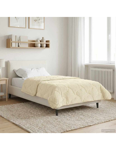 Duvet Invernale Crema 140 x 220 cm Microfibra e Fleece Teddy