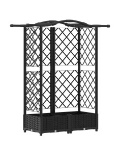 Letto Rialzato con Griglia e Tetto Nero 124 x 40 x 126 cm PP 2