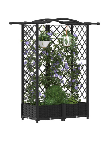 Letto Rialzato con Griglia e Tetto Nero 124 x 40 x 126 cm PP