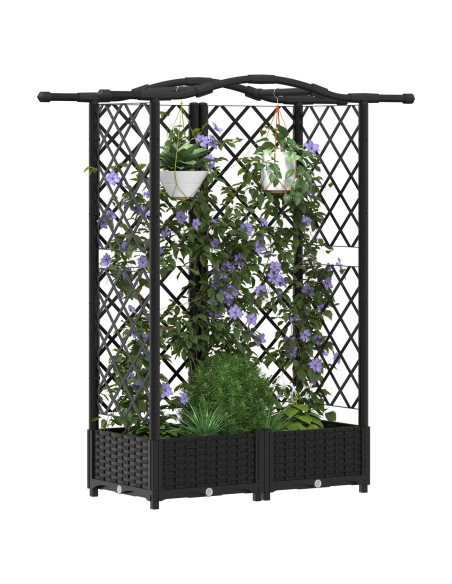 Letto Rialzato con Griglia e Tetto Nero 124 x 40 x 126 cm PP
