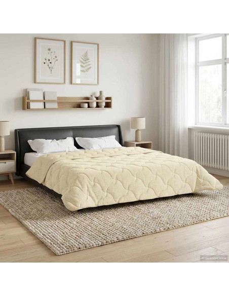Duvet Invernale Crema 240 x 260 cm Microfibra e Fleece Teddy