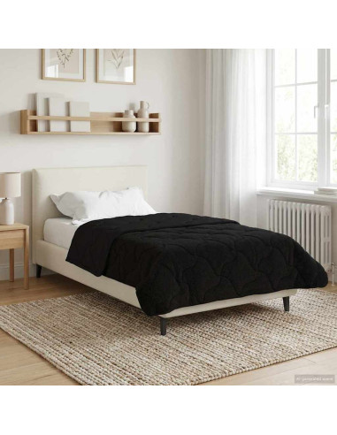 Duvet Invernale Nero 140 x 220 cm Microfibra e Fleece Teddy