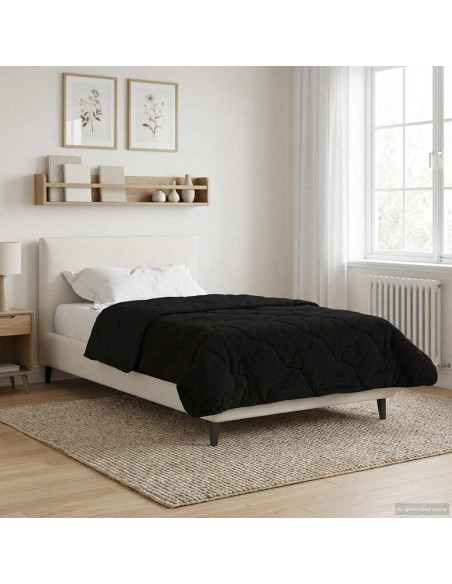 Duvet Invernale Nero 155 x 220 cm Microfibra e Fleece Teddy