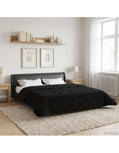 Duvet Invernale Nero 200 x 200 cm Microfibra e Fleece Teddy