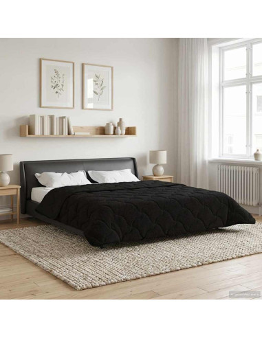 Duvet Invernale Nero 220 x 240 cm Microfibra e Fleece Teddy
